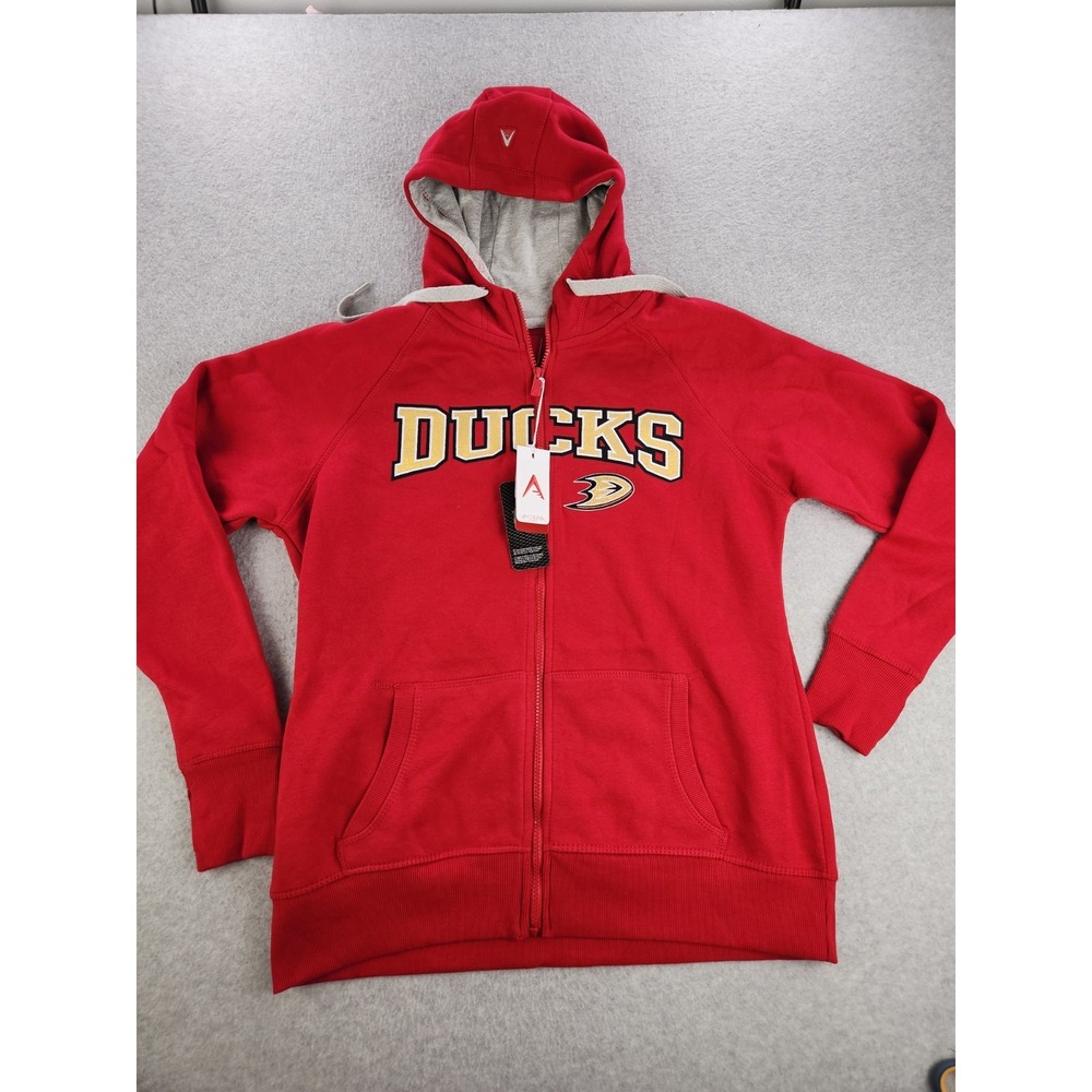 NEW Women's Anaheim‎ Ducks Hockey Antigua Full Zip Hoodie Jacket Red SZ Large